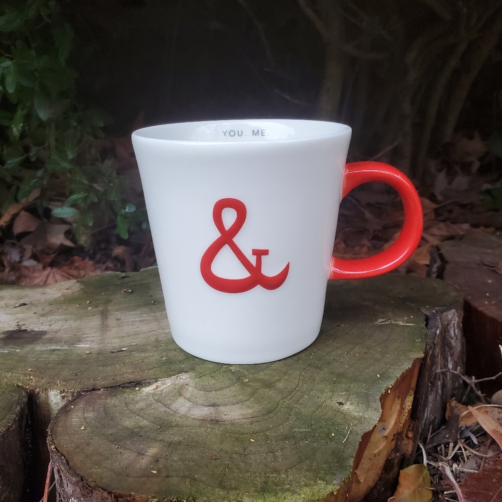 2013 Starbucks You & Me 12 oz White Mug with Red Ampersand